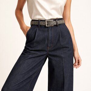 Vintage Kudos Snake Embossed Leather Belt Made in Canada Silver Buckle 80/32